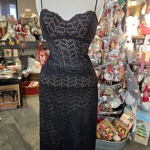 Cosabella Black Lace Midi Two Piece Dress. The Top Is A Corset Style